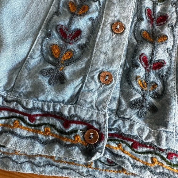 Vintage Girls Sacred Threads Embroidered Long Sleeve Button Up BOHO Sz M 10-12 - Picture 6 of 10